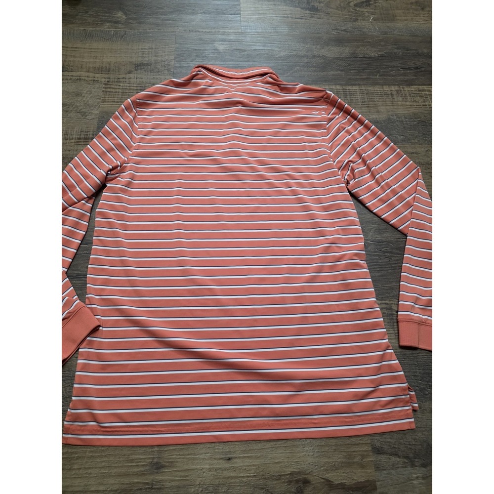 Vineyard Vines Performance Polo Shirt L Coral Striped Stretch Whale Preppy Golf - Picture 7 of 7